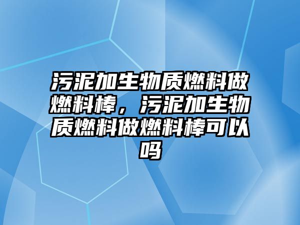 污泥加生物質(zhì)燃料做燃料棒，污泥加生物質(zhì)燃料做燃料棒可以嗎