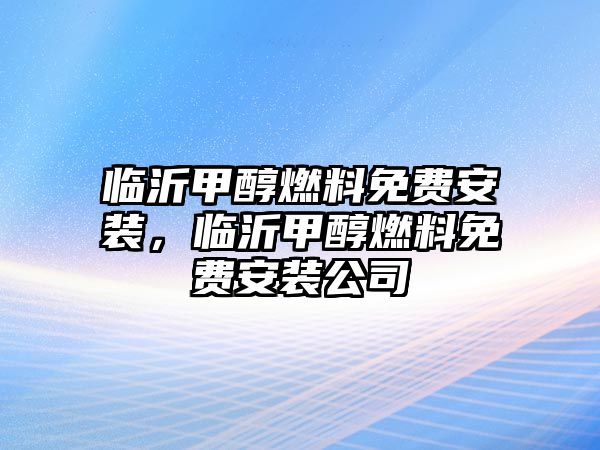 臨沂甲醇燃料免費安裝，臨沂甲醇燃料免費安裝公司