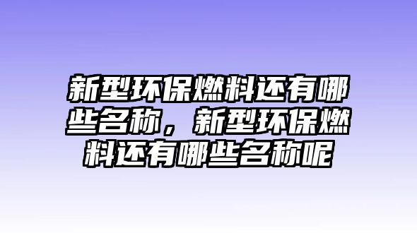 新型環(huán)保燃料還有哪些名稱(chēng)，新型環(huán)保燃料還有哪些名稱(chēng)呢