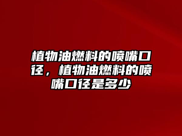 植物油燃料的噴嘴口徑，植物油燃料的噴嘴口徑是多少