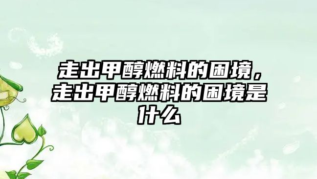 走出甲醇燃料的困境，走出甲醇燃料的困境是什么