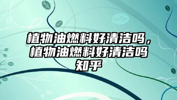 植物油燃料好清潔嗎，植物油燃料好清潔嗎知乎