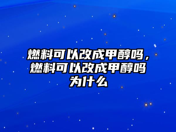 燃料可以改成甲醇嗎，燃料可以改成甲醇嗎為什么