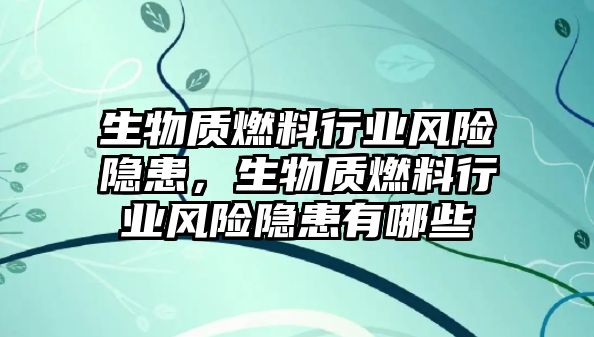 生物質(zhì)燃料行業(yè)風(fēng)險隱患，生物質(zhì)燃料行業(yè)風(fēng)險隱患有哪些