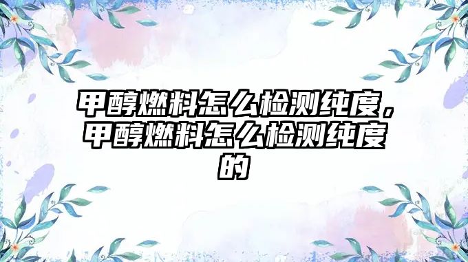 甲醇燃料怎么檢測純度，甲醇燃料怎么檢測純度的