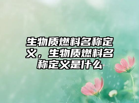 生物質(zhì)燃料名稱定義，生物質(zhì)燃料名稱定義是什么