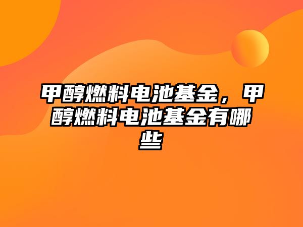 甲醇燃料電池基金，甲醇燃料電池基金有哪些