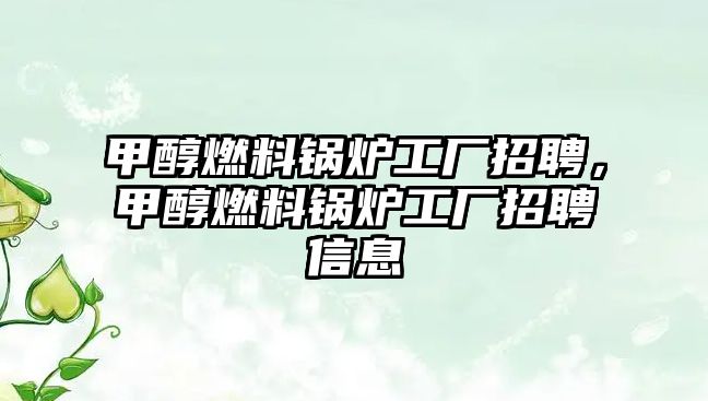 甲醇燃料鍋爐工廠招聘，甲醇燃料鍋爐工廠招聘信息