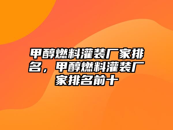 甲醇燃料灌裝廠家排名，甲醇燃料灌裝廠家排名前十