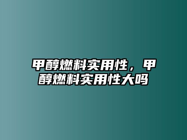 甲醇燃料實用性，甲醇燃料實用性大嗎