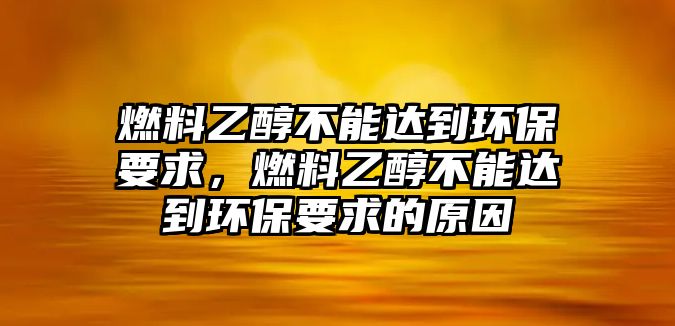 燃料乙醇不能達(dá)到環(huán)保要求，燃料乙醇不能達(dá)到環(huán)保要求的原因