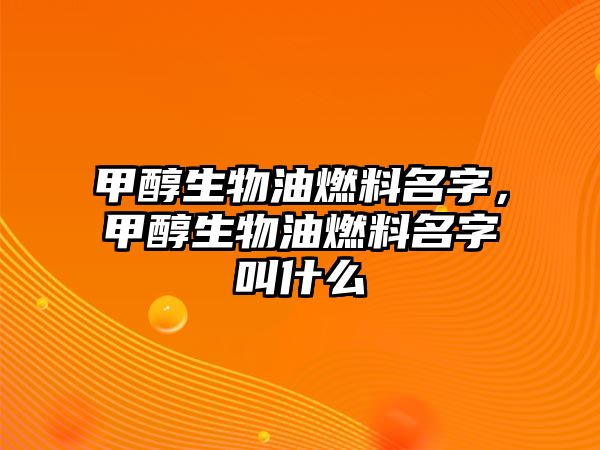 甲醇生物油燃料名字，甲醇生物油燃料名字叫什么