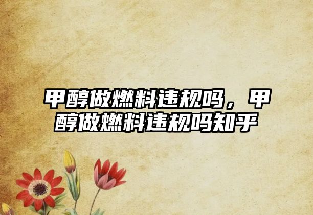 甲醇做燃料違規(guī)嗎，甲醇做燃料違規(guī)嗎知乎