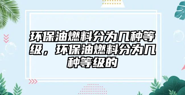 環(huán)保油燃料分為幾種等級，環(huán)保油燃料分為幾種等級的