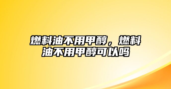 燃料油不用甲醇，燃料油不用甲醇可以嗎