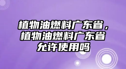 植物油燃料廣東省，植物油燃料廣東省允許使用嗎