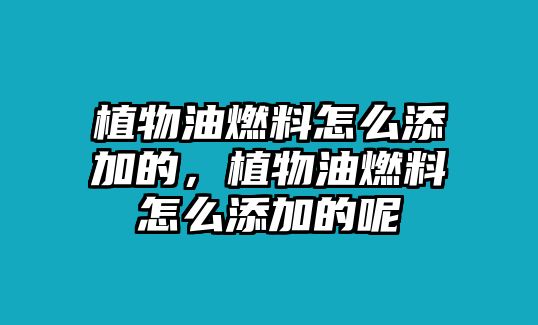 植物油燃料怎么添加的，植物油燃料怎么添加的呢