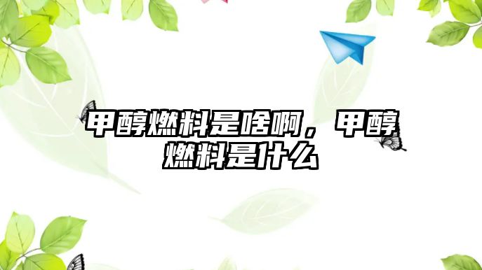 甲醇燃料是啥啊，甲醇燃料是什么