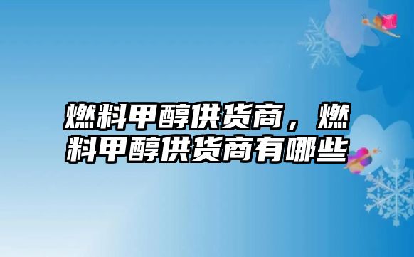 燃料甲醇供貨商，燃料甲醇供貨商有哪些