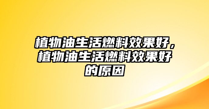 植物油生活燃料效果好，植物油生活燃料效果好的原因