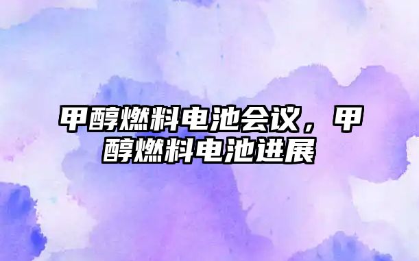 甲醇燃料電池會議，甲醇燃料電池進展