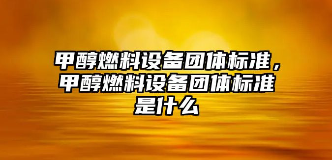 甲醇燃料設(shè)備團(tuán)體標(biāo)準(zhǔn)，甲醇燃料設(shè)備團(tuán)體標(biāo)準(zhǔn)是什么