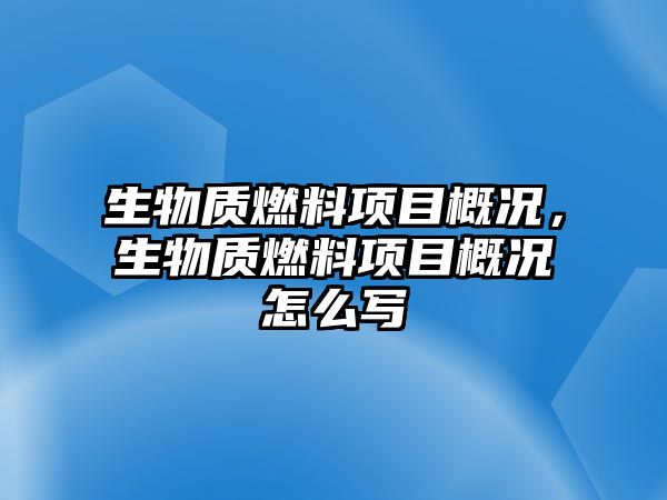 生物質燃料項目概況，生物質燃料項目概況怎么寫