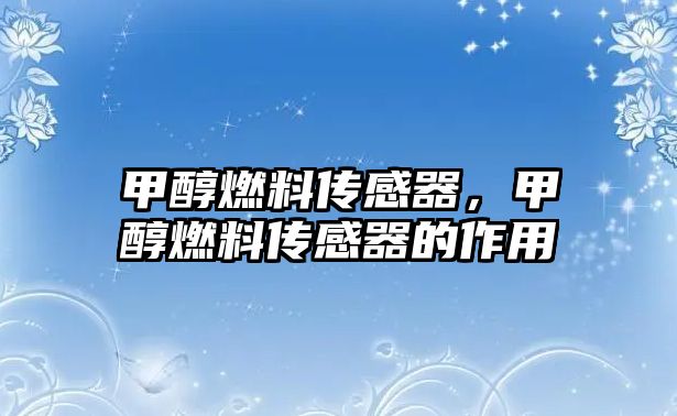 甲醇燃料傳感器，甲醇燃料傳感器的作用