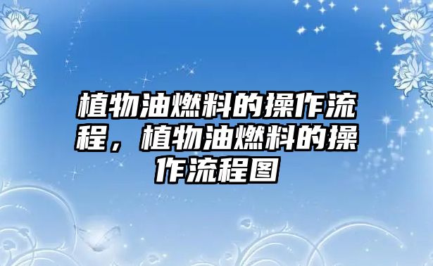 植物油燃料的操作流程，植物油燃料的操作流程圖