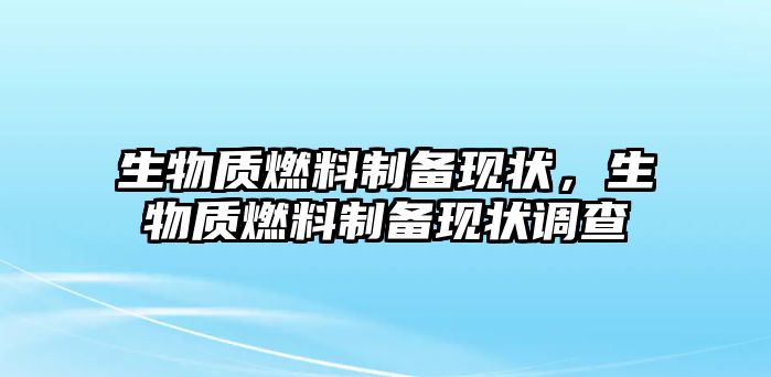 生物質(zhì)燃料制備現(xiàn)狀，生物質(zhì)燃料制備現(xiàn)狀調(diào)查