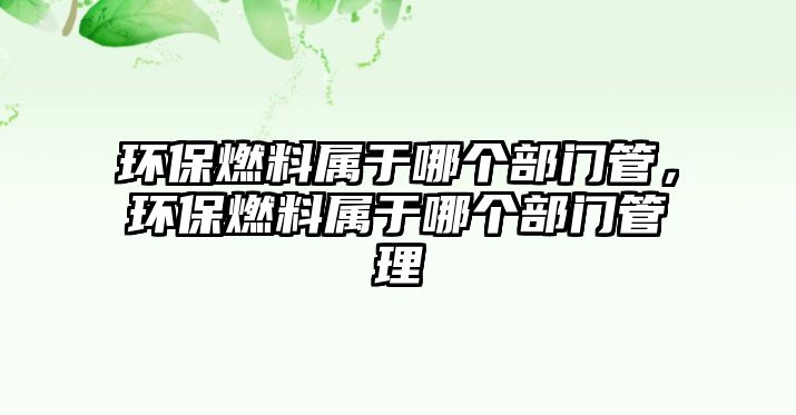 環(huán)保燃料屬于哪個部門管，環(huán)保燃料屬于哪個部門管理