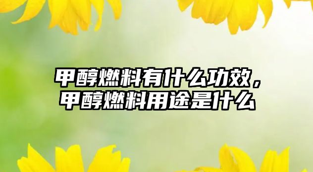 甲醇燃料有什么功效，甲醇燃料用途是什么