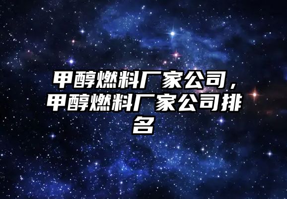 甲醇燃料廠家公司，甲醇燃料廠家公司排名