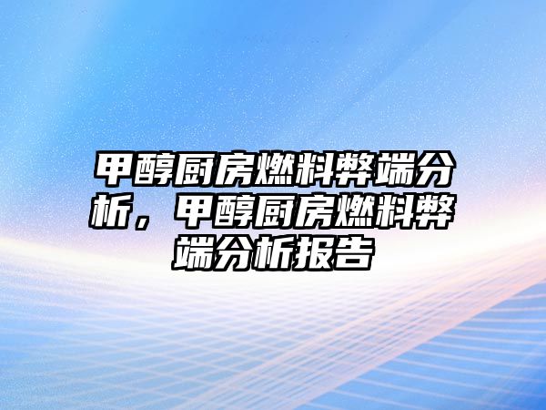 甲醇廚房燃料弊端分析，甲醇廚房燃料弊端分析報告