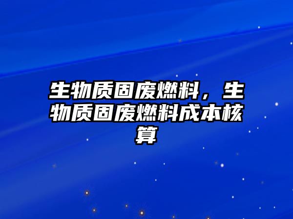 生物質(zhì)固廢燃料，生物質(zhì)固廢燃料成本核算