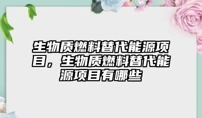 生物質燃料替代能源項目，生物質燃料替代能源項目有哪些