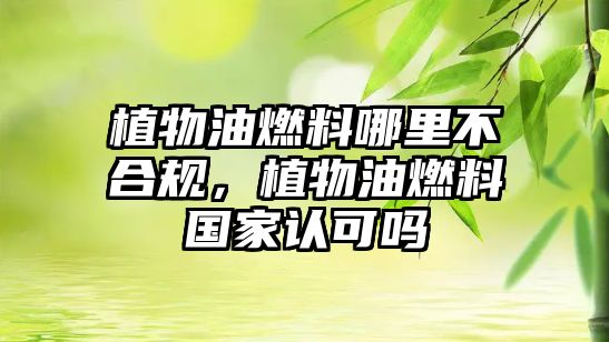 植物油燃料哪里不合規(guī)，植物油燃料國家認(rèn)可嗎