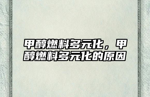 甲醇燃料多元化，甲醇燃料多元化的原因