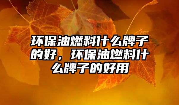 環(huán)保油燃料什么牌子的好，環(huán)保油燃料什么牌子的好用