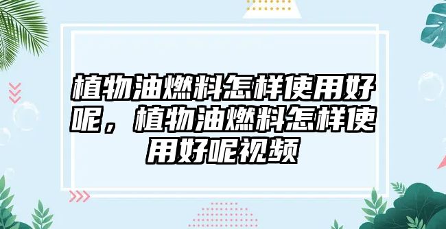 植物油燃料怎樣使用好呢，植物油燃料怎樣使用好呢視頻