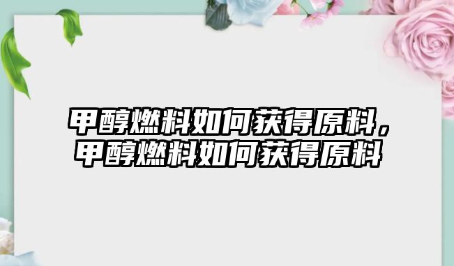 甲醇燃料如何獲得原料，甲醇燃料如何獲得原料