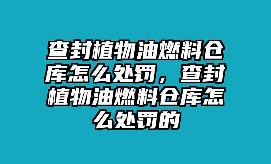 查封植物油燃料倉庫怎么處罰，查封植物油燃料倉庫怎么處罰的