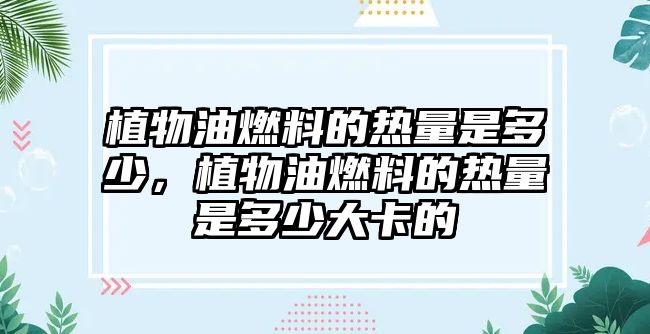 植物油燃料的熱量是多少，植物油燃料的熱量是多少大卡的