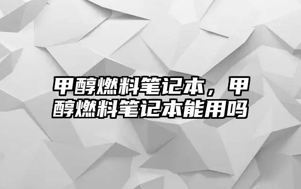 甲醇燃料筆記本，甲醇燃料筆記本能用嗎