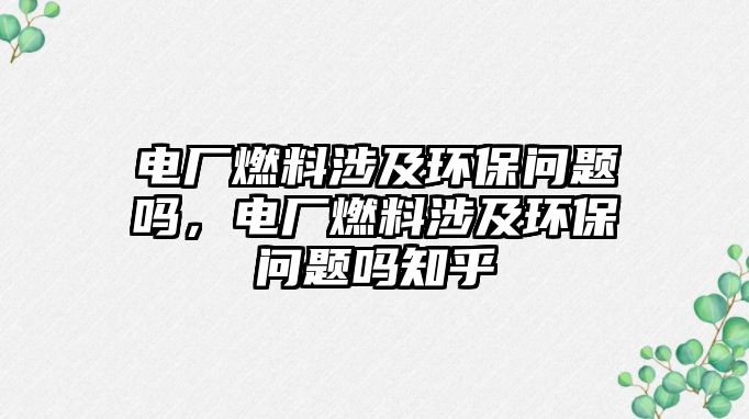 電廠燃料涉及環(huán)保問題嗎，電廠燃料涉及環(huán)保問題嗎知乎