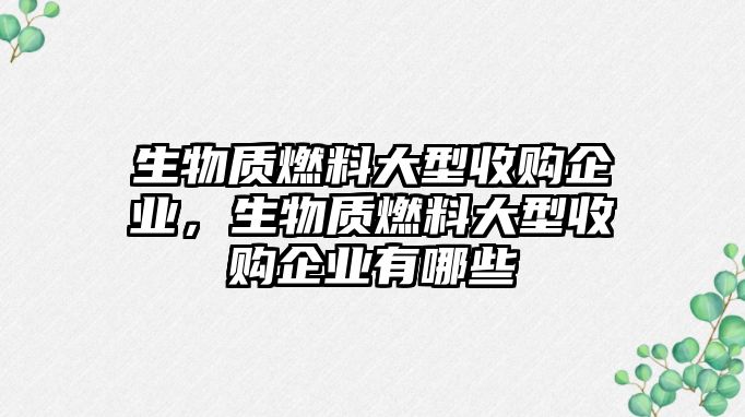 生物質燃料大型收購企業(yè)，生物質燃料大型收購企業(yè)有哪些