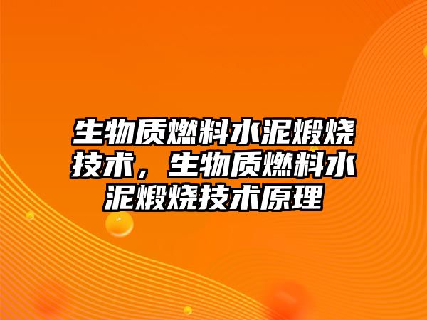 生物質(zhì)燃料水泥煅燒技術(shù)，生物質(zhì)燃料水泥煅燒技術(shù)原理