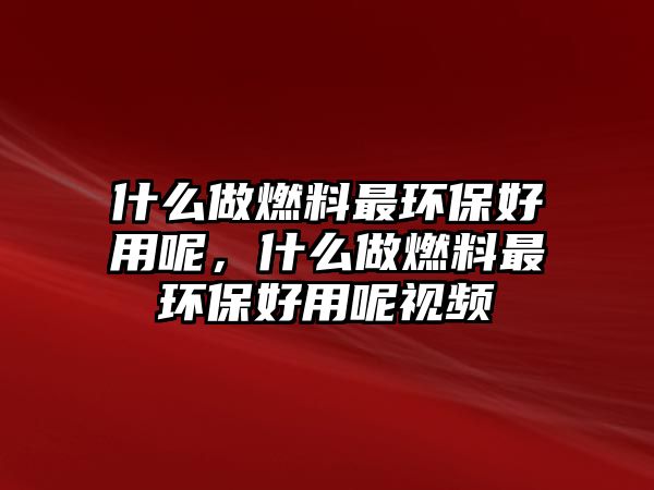 什么做燃料最環(huán)保好用呢，什么做燃料最環(huán)保好用呢視頻