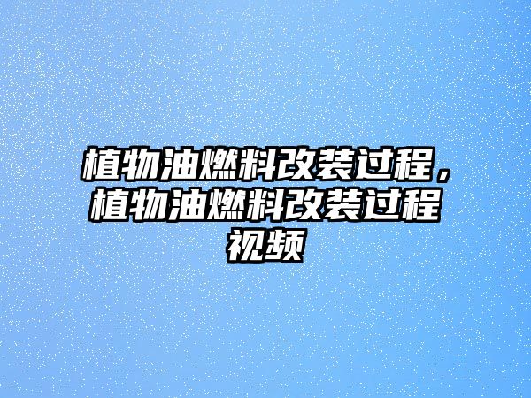 植物油燃料改裝過程，植物油燃料改裝過程視頻