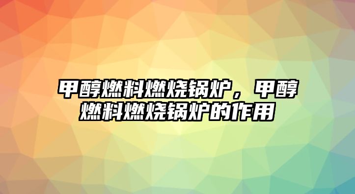 甲醇燃料燃燒鍋爐，甲醇燃料燃燒鍋爐的作用